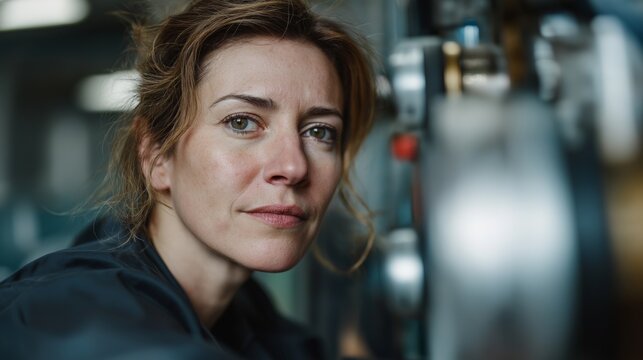 Engineer inspects equipment at industrial site during work hours - Powered by Adobe