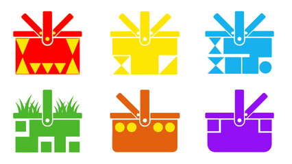Obraz premium Colorful picnic baskets illustration variety vector design isolated