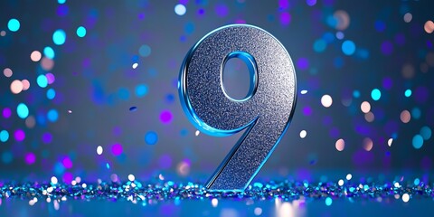 Luminous Number Nine in Light and Shadow A Glittering Celebration of Counting and Artistic Flair