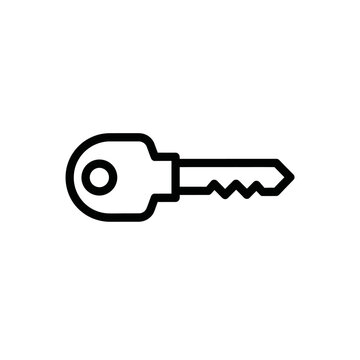 Minimalist Flat Line Icon of a Car Key for Locksmith or Security Themes