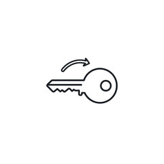 Obraz premium Minimalist Line Drawing of a Key with Arrow Symbolizing Access and Security