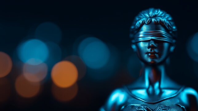 Responsible, AI regulation and governance. Ethical AI Decision Engine Infographic Featuring Rules Validation and Justice Enforcement with Copy Space for Text