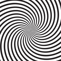 Fototapeta premium Hypnotic spiral circle. Radial optical illusion. Black and white swirl tunnel wallpaper