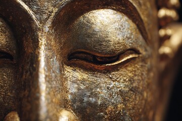 Golden Buddha Face Close-Up
