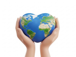 environmental icon illustration of hand with heart shaped earth