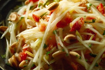 Delicious Som Tum Salad: A vibrant mix of flavors and textures, showcasing the essence of Thai cuisine.