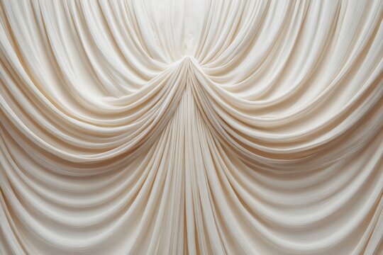 Cream Colored Fabric Draped Symmetrically White Background Design