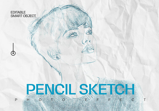 Pencil Sketch Photo Effect Mockup