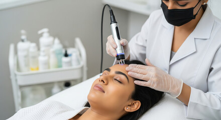 Professional Beautician Performing Advanced Skin Rejuvenation Facial Treatment