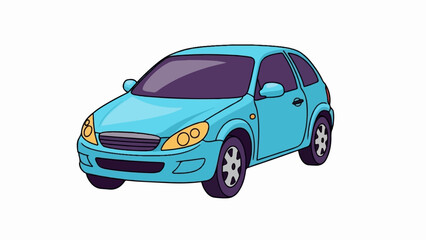 Obraz premium A simple blue cartoon car with purple tinted windows and yellow headlights