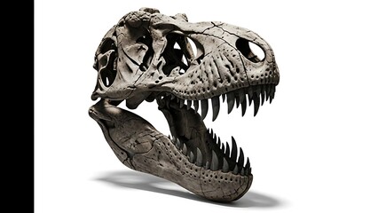 Dinosaur Fossil Skull with Open Mouth.