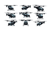 Fototapeta premium Personal eVTOL Air Taxi Silhouette, Future Urban Mobility and Electric Aviation, Smart City Transport and Advanced Transit Vector Art
