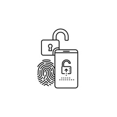 Obraz premium Mobile Phone with Fingerprint Scanner and Unlock Icon for Data Security