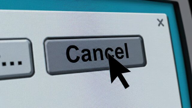Computer screen with cancel button