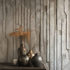 geometric textured concrete wall with vertical patterns