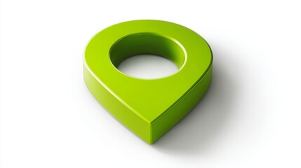 Bright green location pin icon on transparent background representing modern navigation, gps wayfinding, digital maps, route planning, and technology concept for mobile apps and online mapping service