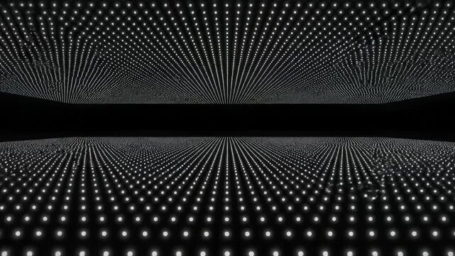 Abstract pattern of glowing dots on black background