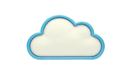 3D Cloud Icon with Blue Border
