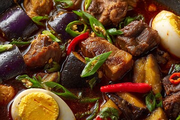 Braised Pork Belly with Eggplant and Eggs
