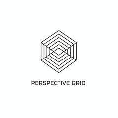 Abstract Hexagonal Perspective Grid Line Art