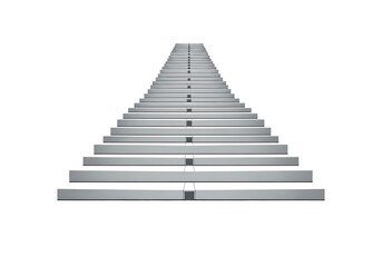 Endless white staircase leading upwards into darkness suggesting challenge opportunity and progress towards an unknown future