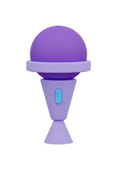 Purple microphone with a spherical top, representing music singing and performance