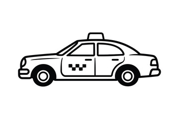 Fototapeta premium Black and white outline of a taxi car vehicle transportation