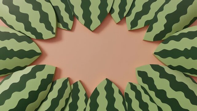 Watermelon slices arranged in a circular pattern with a soft pink background, creating a vibrant and refreshing summer theme