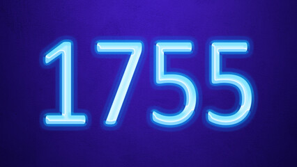 Glowing blue number design of 1755 on blue background.