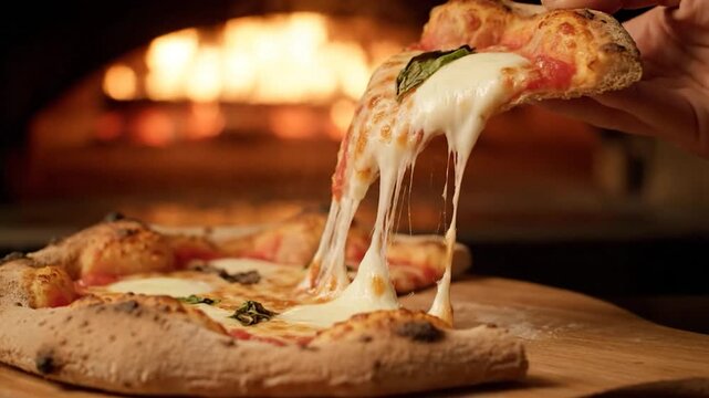 Delicious Hot Pizza Freshly Baked in a Wood Fired Oven.