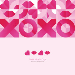 Modern Valentine&rsquo;s Day Love Sale Template with Seamless Pink Romantic Background and Copy Space