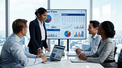 Business meeting with data presentation - Powered by Adobe