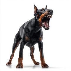 Snarling Doberman Guarding with Bared Teeth