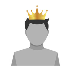 Admin user icon with crown, premium account flat vector illustration