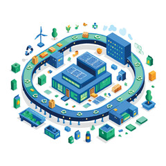 Fototapeta premium Circular Economy Concept Diagram with Sustainability and Recycling Icons
