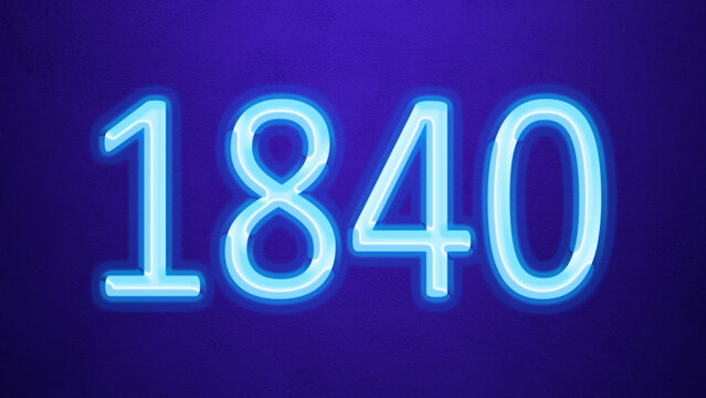 Glowing blue number design of 1840 on blue background.
