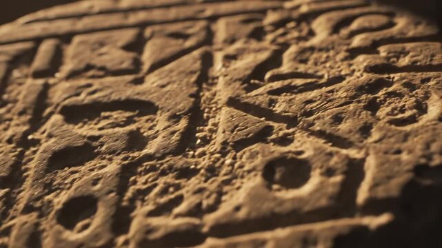 Closeup of ancient stone carvings