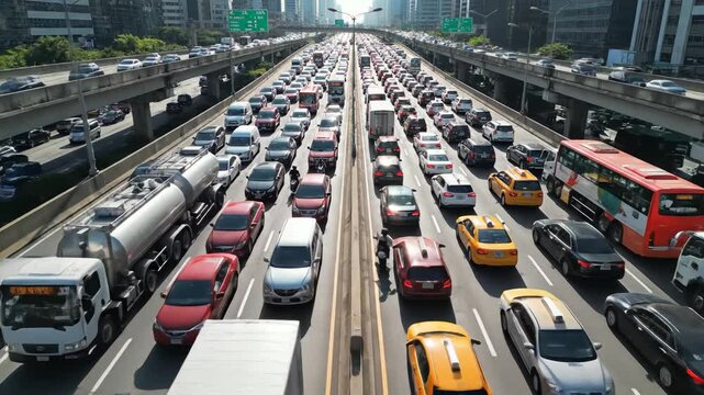 Heavy traffic on a multilane highway
