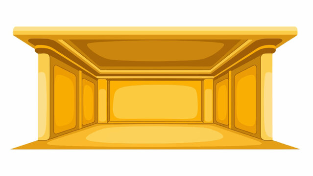Empty, ornate, golden room interior with geometric walls and ceiling