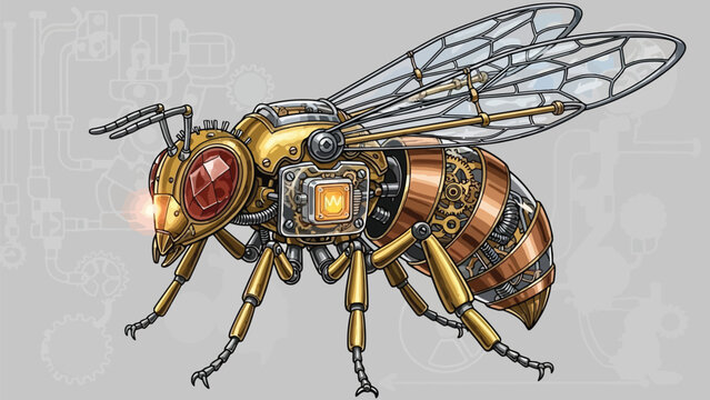 Cybernetic bee robot vector