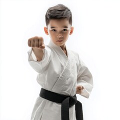 Young Karate Student Delivering Powerful Punch