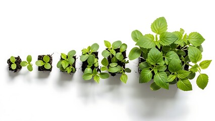 Seedlings Growing in Potted Plants Stages.