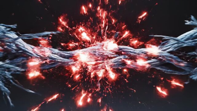 Closeup of a damaged metal cable