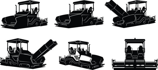 Definitive Black Silhouette Vector Set of Construction Workers, Heavy Machinery, Bridges, and Industrial Equipment Covering All Civil Engineering and Building Site Trades © Motahar