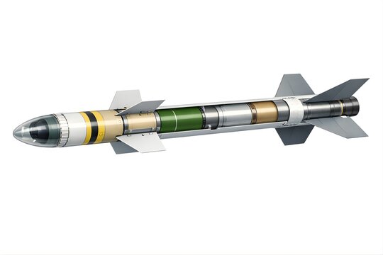 AIM-9 Sidewinder Missile Exterior Cutaway Style View on White Background