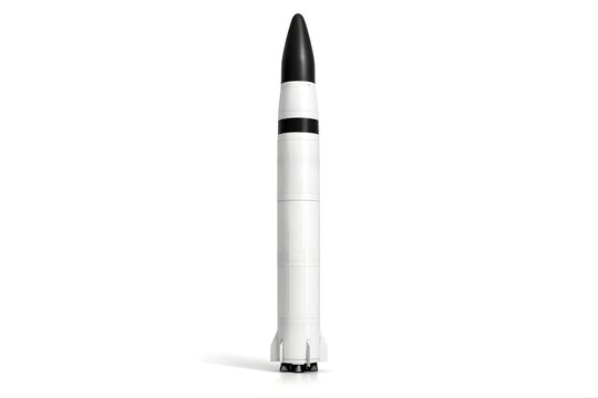 Minuteman III Missile Centered on White Background with Soft Shadow