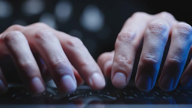 Hands typing on a keyboard