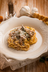 tagliatelle  with chanterelles mushroom and parmesan cheese