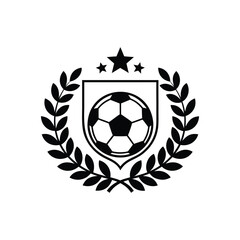 Obraz premium Football league logo, Vector illustration of a football shield logo with laurel wreath and trophy stars