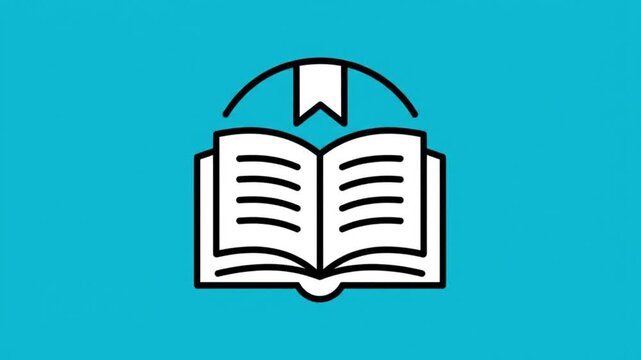 book symbol reader Flat 2D vector outline illustration animation